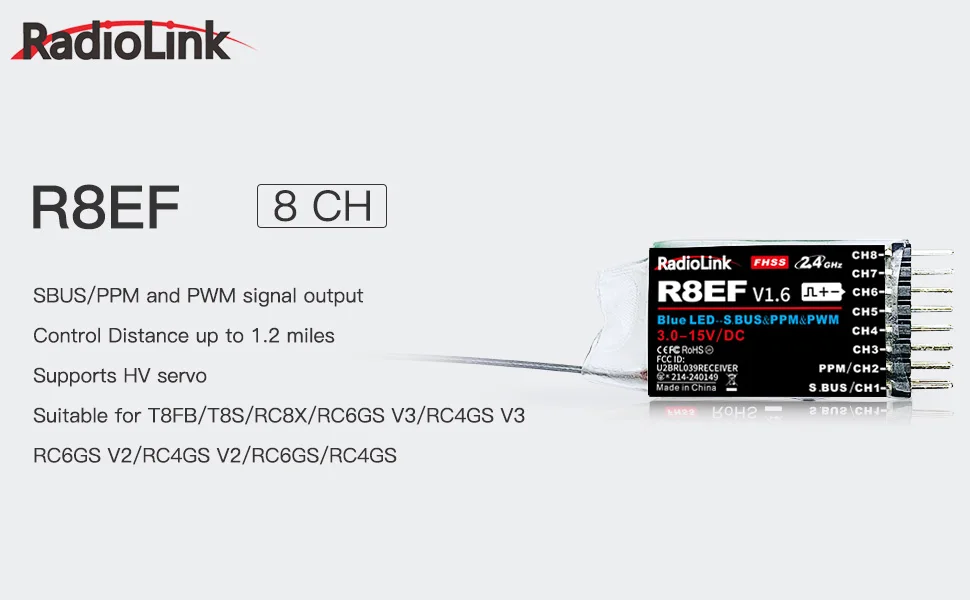 Receptor Radiolink R8EF 2.4G d - Receiver Sbus 8Ch reseña y precio